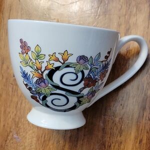 Godinger Silver Art Monogram S Floral Coffee Mug - Tea Cup My Eden Bone China